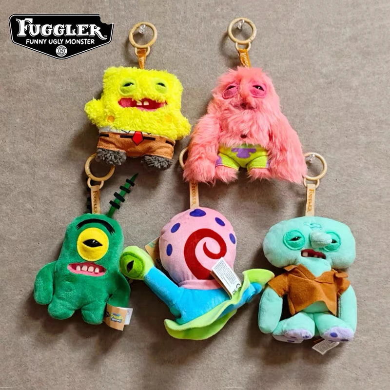 Fuggler Doll Pendant SpongeBob SquarePants Cartoon Plush Teeth Monster Ugly Cute Backpack Keychain Children Toys Birthday Gifts