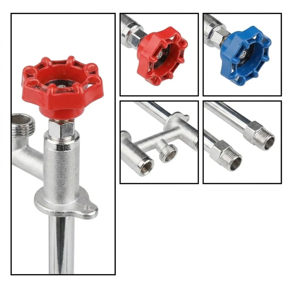 Garden Hose Connector Silver No-Frost Spigot No-Frost Protection 1 2\' Male Iron Pipe Thread Solid Brass Construction