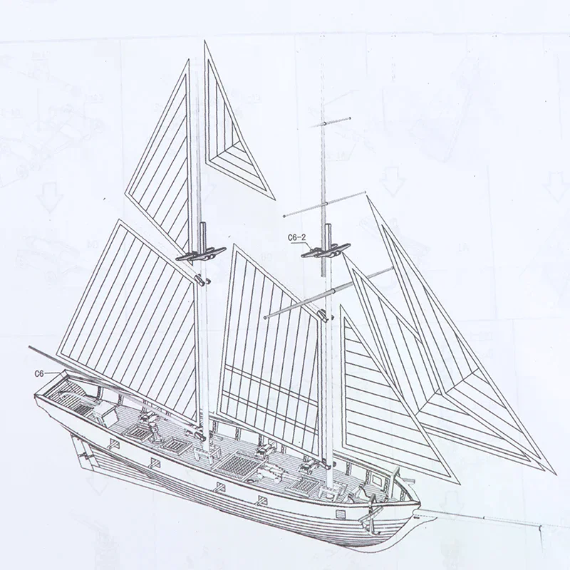 1:100 할콘 목조 범선 모델 DIY 키트 선박 조립 장식 선물