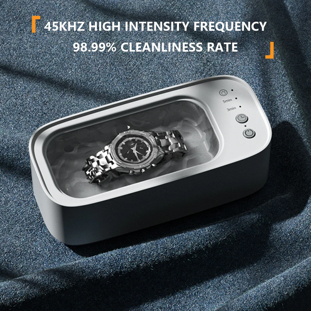 Ultrasonic Jewelry Cleaner Machine 3 Gear 360 Degree Cleaning Machine Multi Function for Eyeglass/Braces/Comb/Razor/Makeup Brush