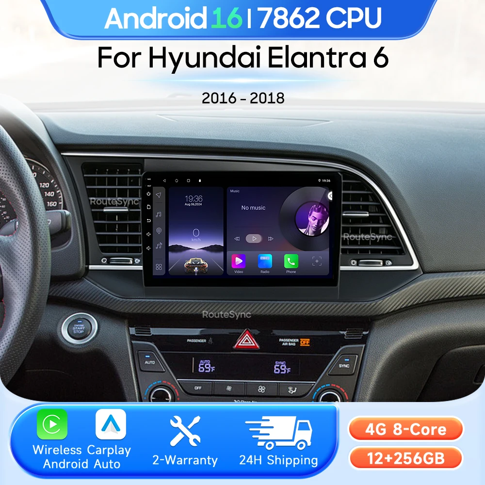 Car Multimedia Player For Hyundai Elantra 6 2016 2017 2018 Android 16 Radio Carplay Auto 2din GPS Navigation Stereo Video DSP 4G