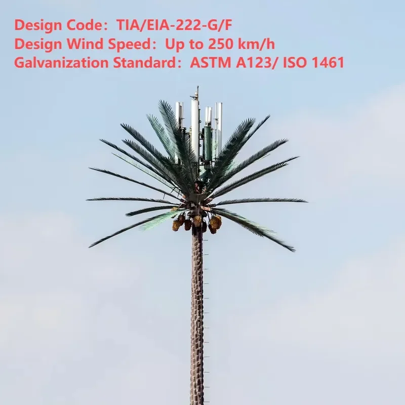 Hot Dip Galvanized Bionic Tree Shaped Telecom Tower For Tourist Area Camouflage Disguise Communication Mast Structure Bionic