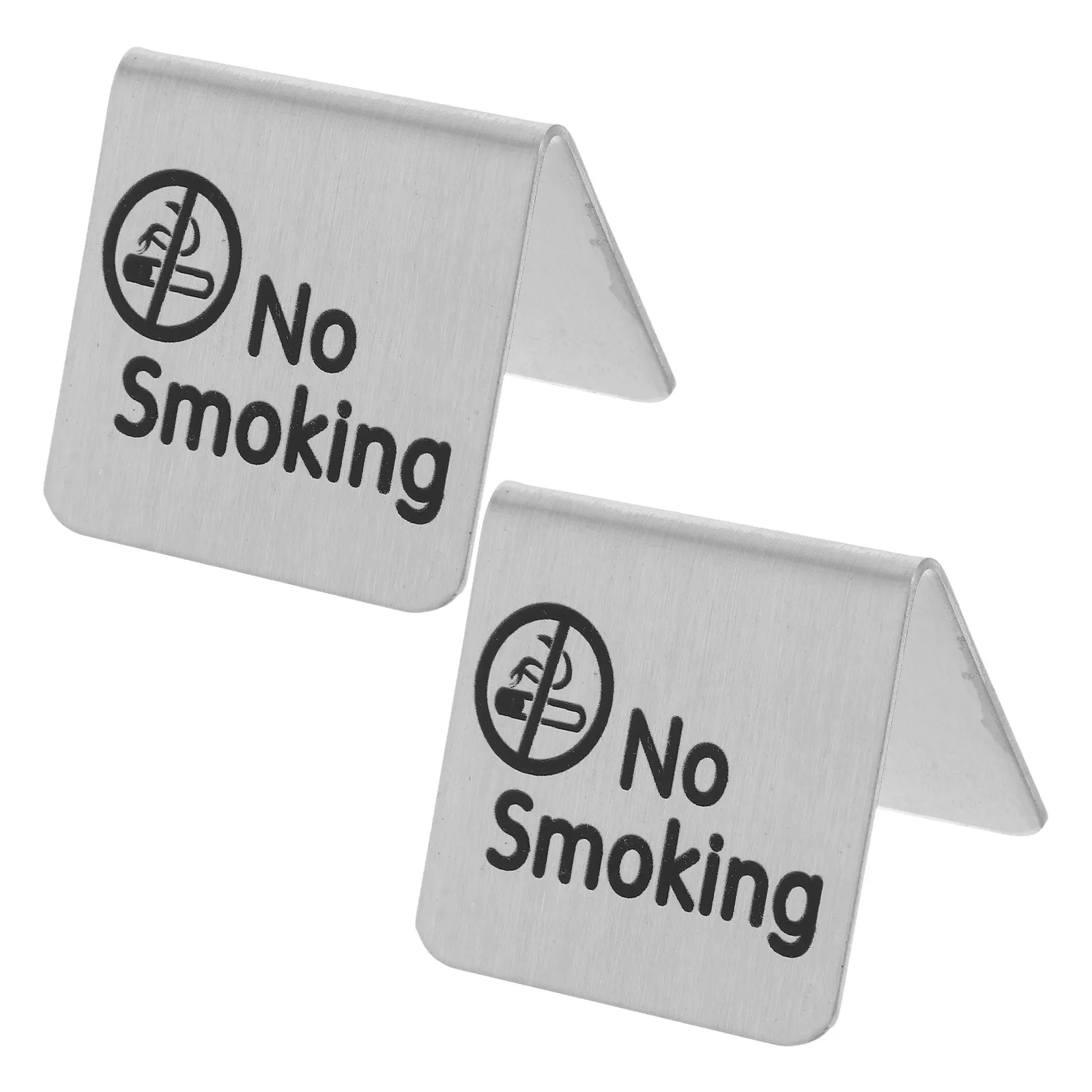 2Pcs Stainless Steel Double-Sided Reserved and No Smoking Table Signs Sleek Modern Minimalist Cafe Restaurant Office Hotel Mall