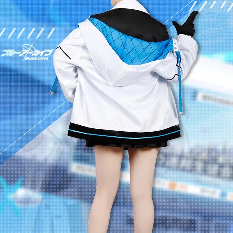 Blue Archive Hayase Yuka Cosplay Costume Wig Halo Headwear Trench Coat Skirt Uniforms Halloween Carnival Outfits Shoes Boots