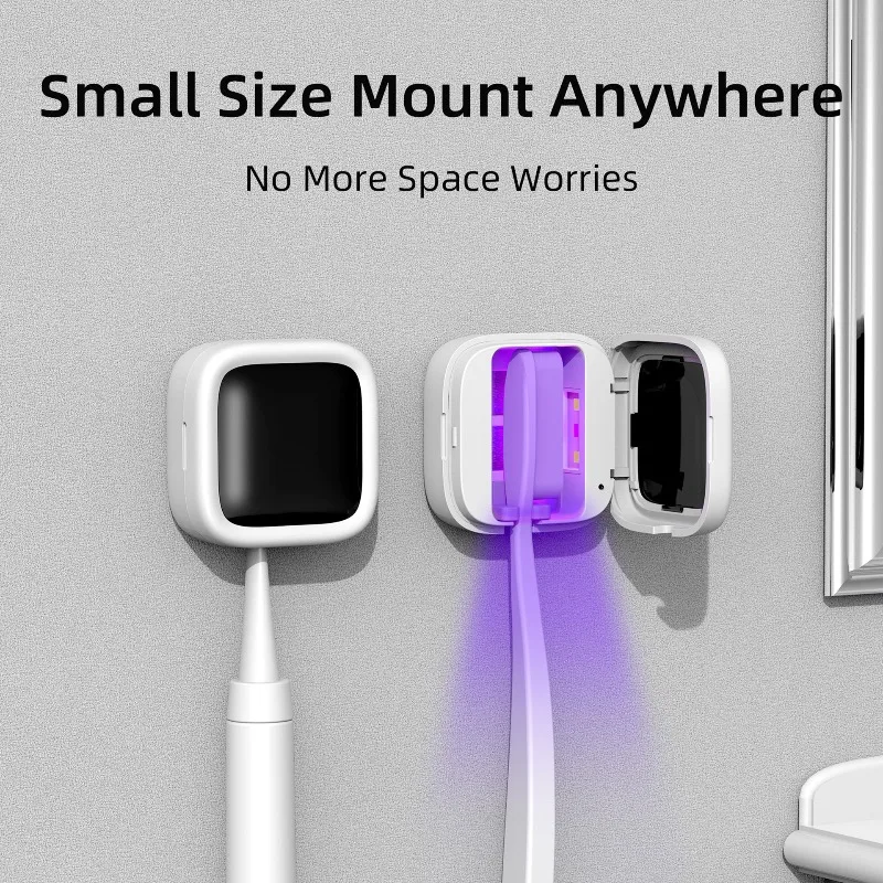 乾燥機付きポータブルuv歯ブラシ消毒器、usb充電式歯ブラシ滅菌ボックス、家庭-ホテル用ハンズフリー自動開閉