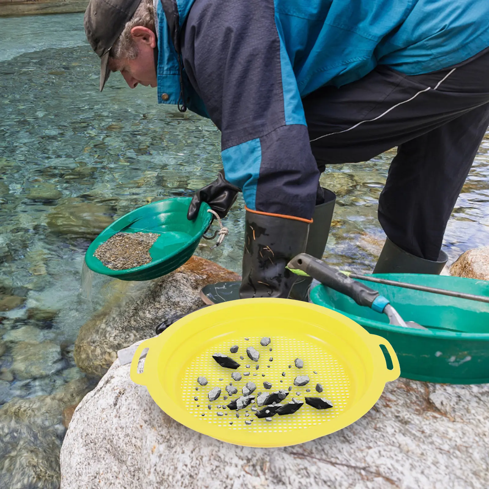 1Set Sifting Pan for Gold Mining Lightweight Mesh Sieve Pan Easy Clean Design Beach River Panning Tool Kit Sand Sifter