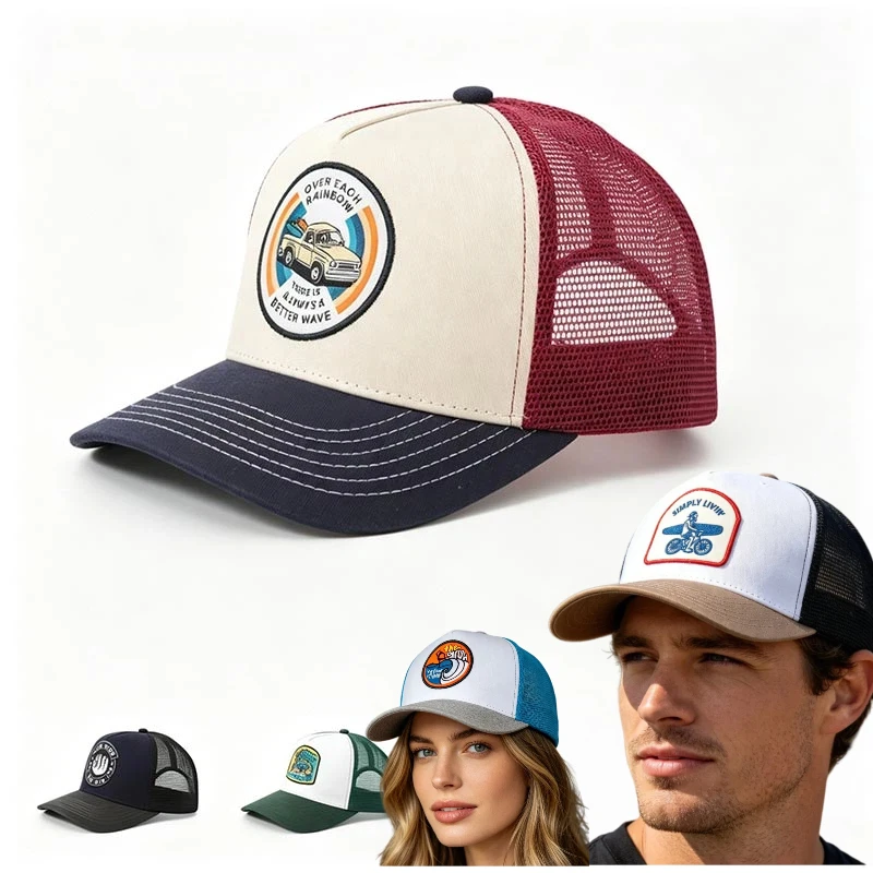 Embroidered Truck Driver Hat Half Mesh Slightly Curved Baseball Cap Outdoor Sun Shading Trend Baseball Cap For Man And Woman Hat