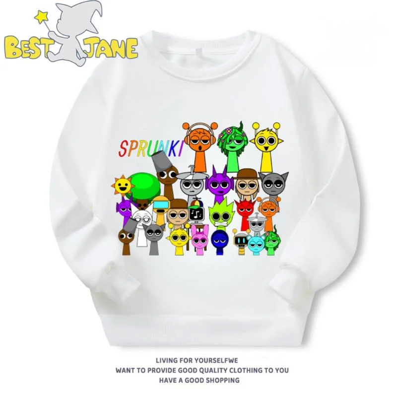 Sprunks RBox Clothes Hoodie Children Hoodies Cartoon Anime Prints Game Peripheral O-neck Pure Cotton Velvet Couple Sprunks Top