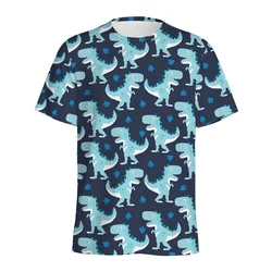 Colorful Dinosaur Pattern T Shirt For Men 3d Printed Cartoon Animal T-shirt Summer Casual Short Sleeves Kids Round Neck Tees