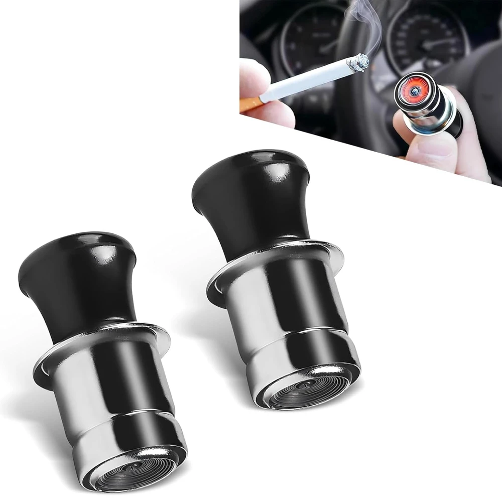 

2 PCS Car Cigarette Lighter 12V Pop-Out Cigarette Lighter Plug Replacement Metal Dustproof Vehicle Cigarette Lighter