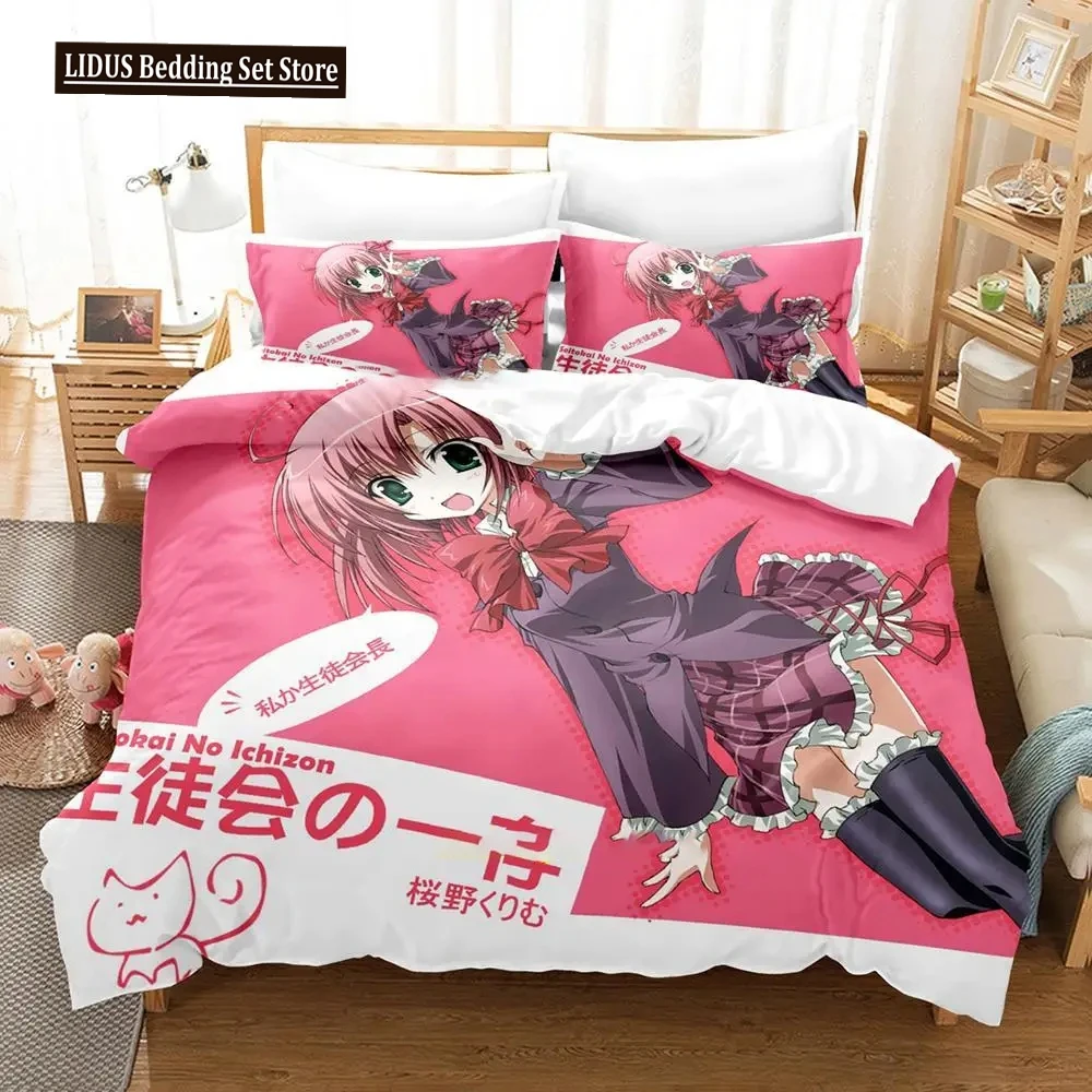 

Student Councils Discretion Bedding Set Boys Girls Twin Queen Size Seitokai No Ichizon Duvet Cover Pillowcase Bed Kids Adult