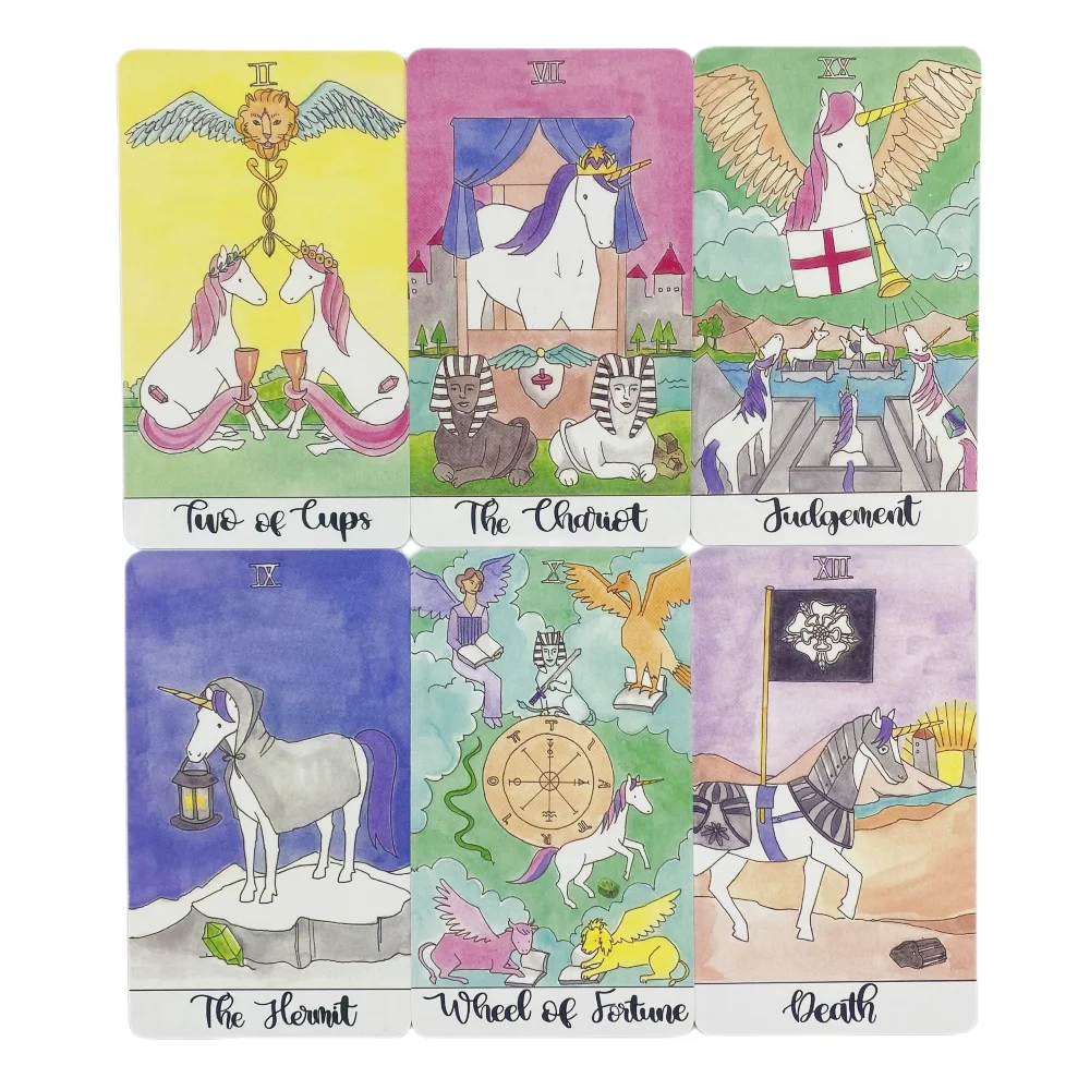 Crystal Unicorn Tarot Cards Game Fortune-telling Oracle Divination Visions Edition Messages Board Deck