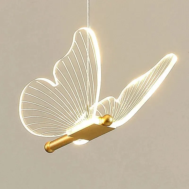 Nordic Butterfly Led Pendant Lamp Bedside Staircase Bedroom Hanging Lamps For Ceiling Art Indoor Lighting Light Fixture