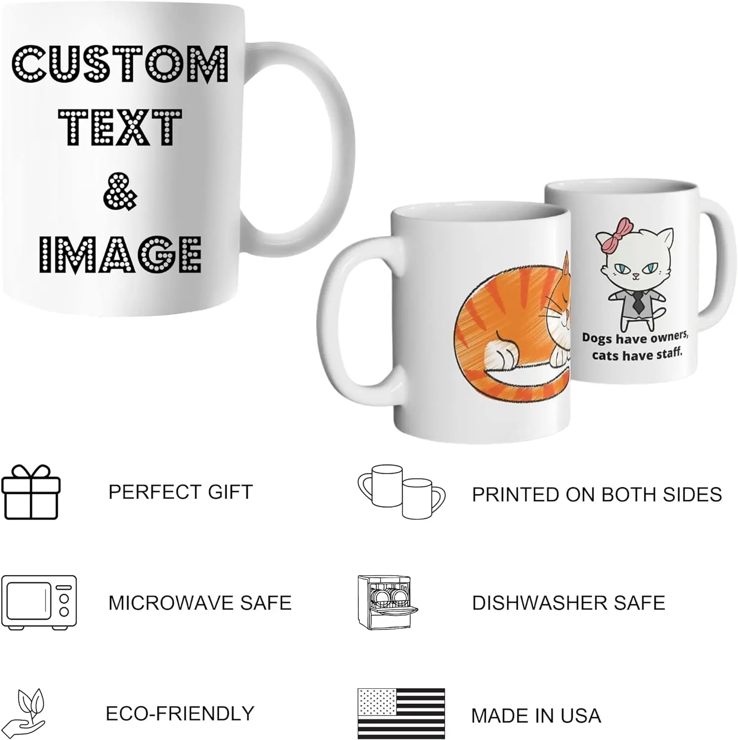 Personalized Coffee Mug  Design Custom Cup with Photo Text Logo Novelty Customized Gifts for Man Women Tea Cup 11oz Both Sides