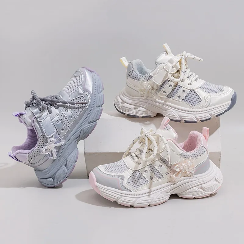 Kids'Casual Shoes Color Blocking PU Leather Fashion Autumn Shoes For Children Breathable Anti-slip White Pink Size 26-37