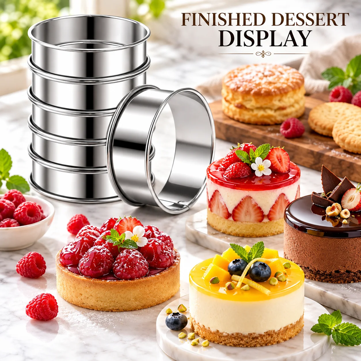 6PCS Muffin Crumpet Baking Rings, Food Grade Stainless Steel Nonstick, Pastry Mold, For Pancake Cookie Baking, Home Kitchen Use