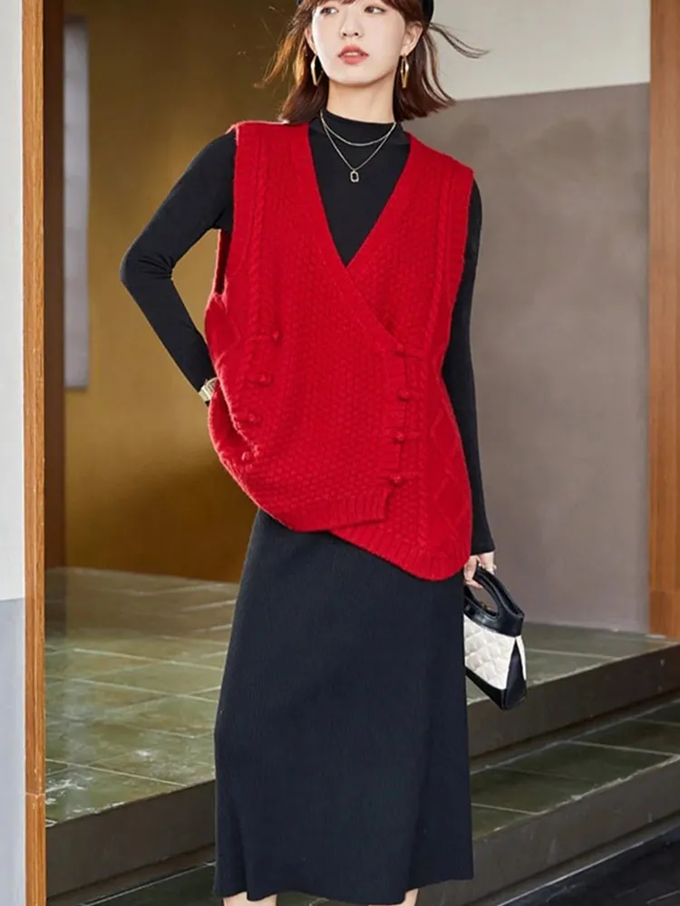 Ele اللون سترة مشغولة من الصوف سترة ضئيلة V-Ne تصميم Svel سترة oulder مفتوحة Sle المرأة Faion الأعلى