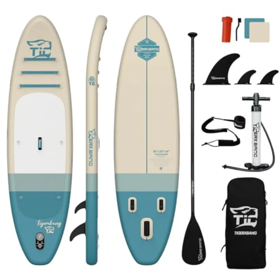 

Inflatable Paddle Board for adults/youth PVC drop-stitch material blue/gray/yellow ultra-stable and lightweight with full acces