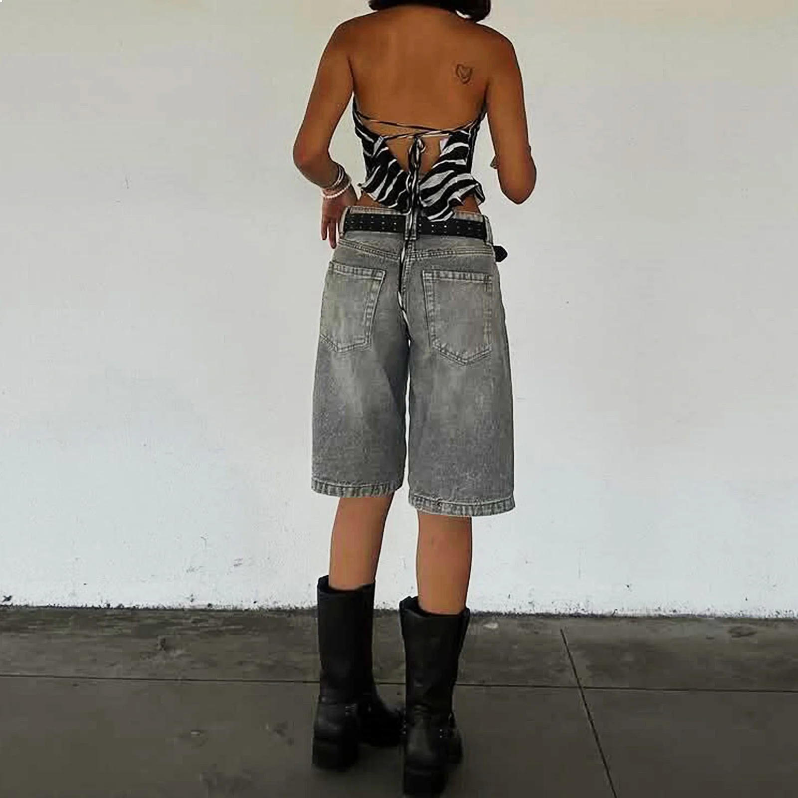 Women's Denim Capri Pants Loose Fit Trendy Capris Summer Spring Cropped Jeans