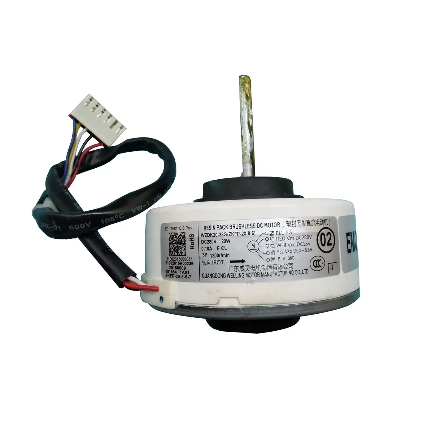 Air Conditioning Motor WZDK20-38G (ZKFP-20-8-6) DC Brushless Fan Motor, 20W Inverter Air Conditioner Brushless DC Motor