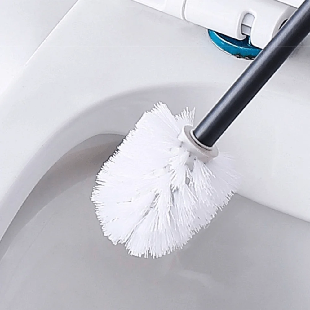 Stainless Steel Toilet Brush with Base No Drill Wall Mounted Toilet Cleaning Brush Splash Proof Odor-Resistant Toilet Brush Set