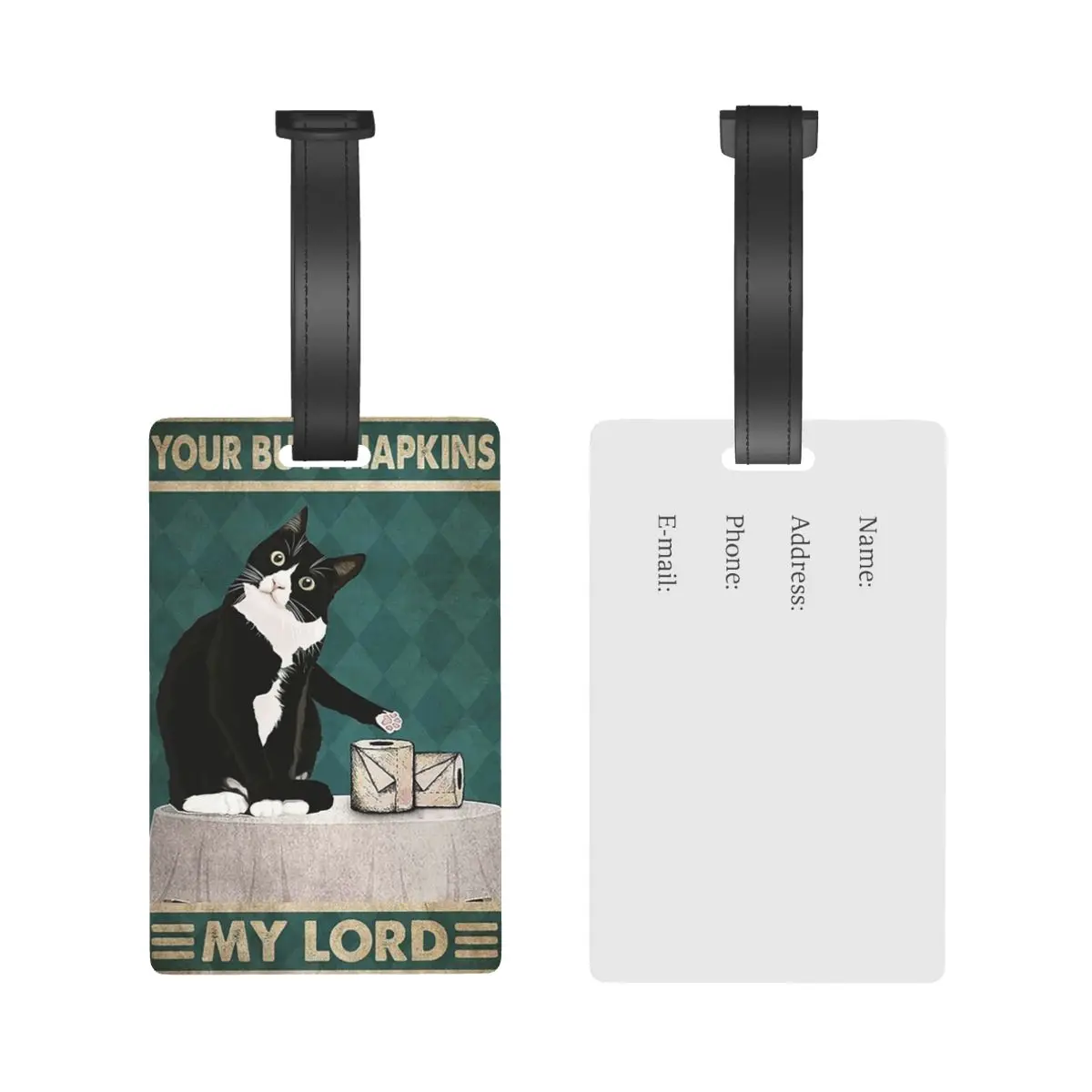 Black Cat Your Butt Napkins My Lady Cat Luggage Tags Suitcase Travel Baggage Boarding Tag Portable Label Holder ID Name Address