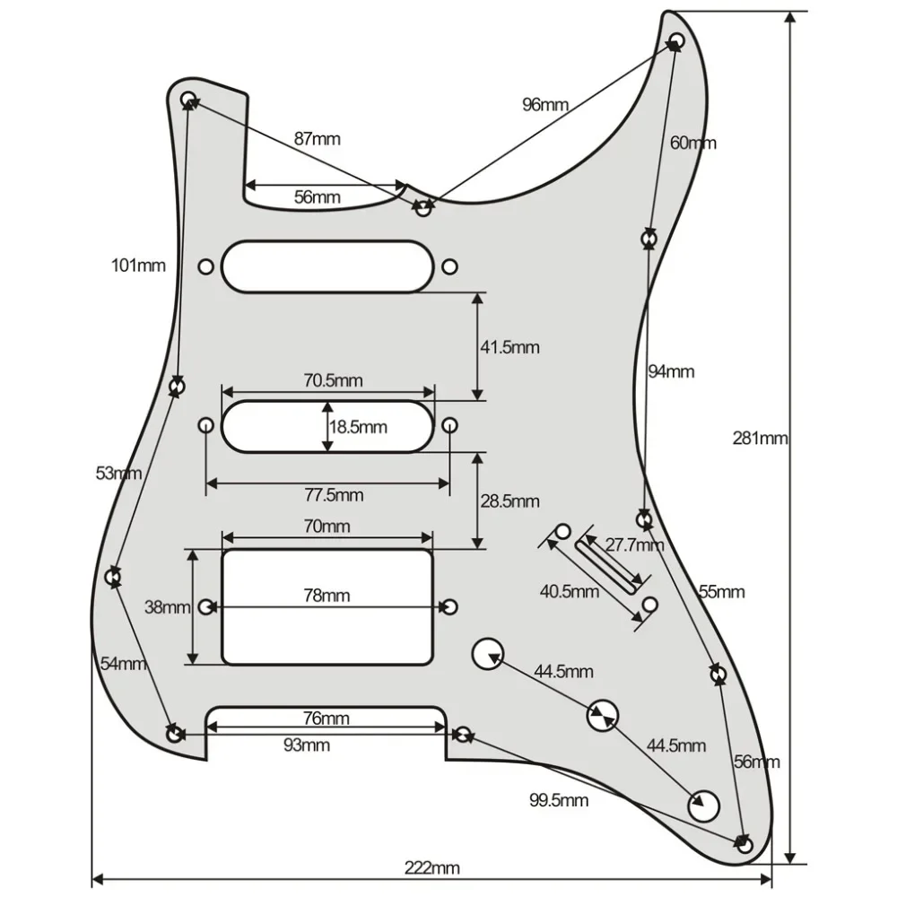 Ohello Black 3 Ply 11 Holes SSH Electric Guitar Pickguard HSS Guitar Scratch Plate & Screws Fit Strat Guitar