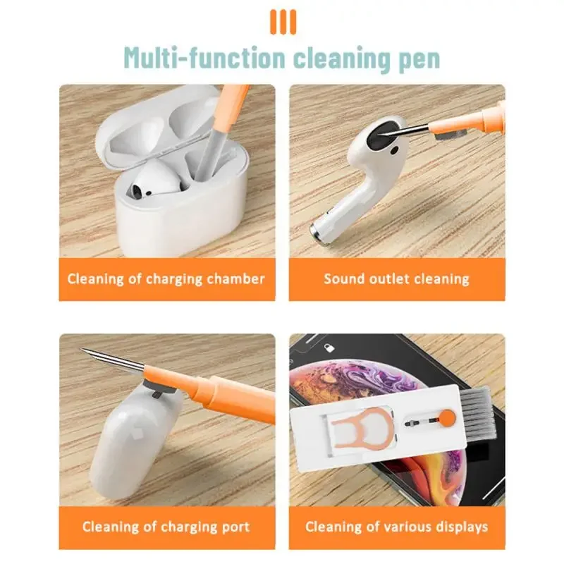 Multifunctional Computer Keyboard Cleaner Brush Kit Earphone Cleaning Pen Phone Screen Cleaner Keycap Puller Kit Cleaning Tools