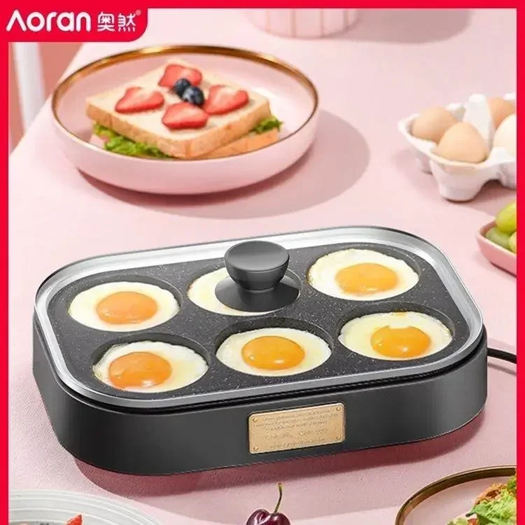 Fried egg burger machine non-stick small flat household frying pan breakfast egg dumpling pancake pan mold six-hole fried egg