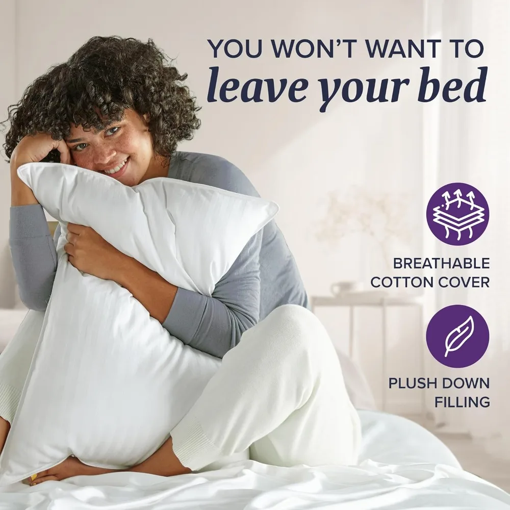 طقم وسائد سرير بحجم كينج مكون من قطعتين - وسادة سفلية للنوم - الظهر أو المعدة أو الجانب - توصيل مجاني #5