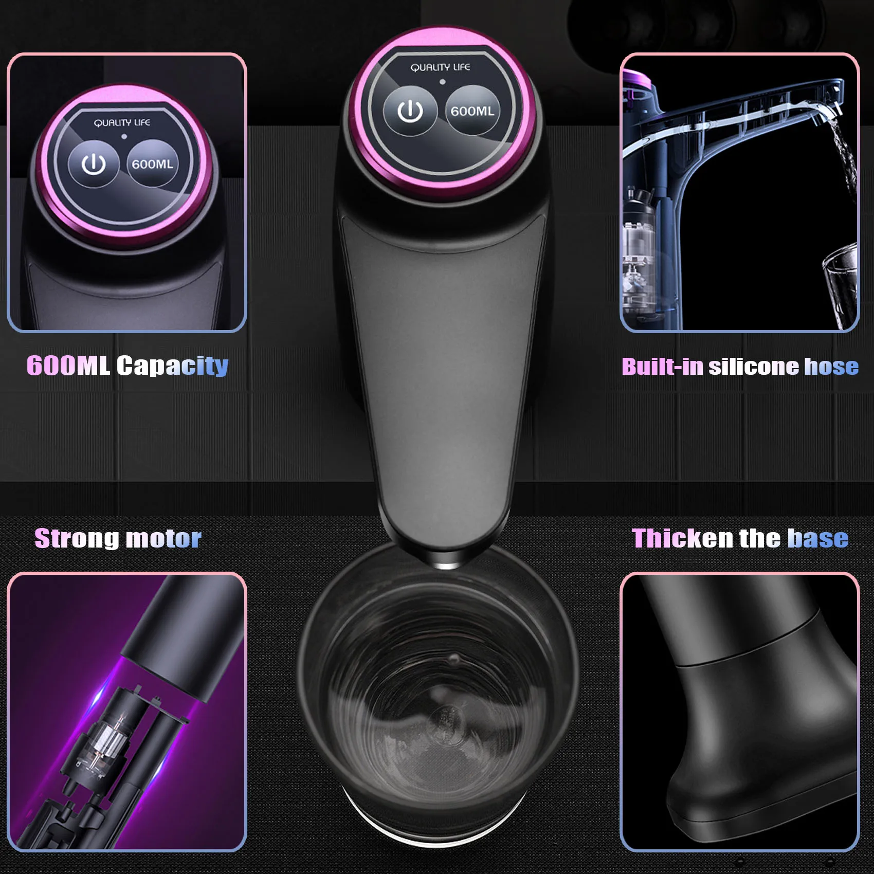 HOT Electric Water Bottle Pump with Base USB Water Dispenser Portable Automatic Water Pump Bucket Bottle Dispenser-Dark Gray