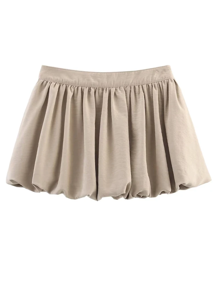 

European style new women's fashion versatile temperament balloon hem lantern skirt mid-waist mini skirt