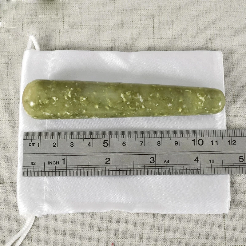 Helu Jade Massage Stick Face Body Eye Serpentine Mineral Stone Acupuncture Pen Skincare Gua Sha Tool Detox Lifting Yoni Wand