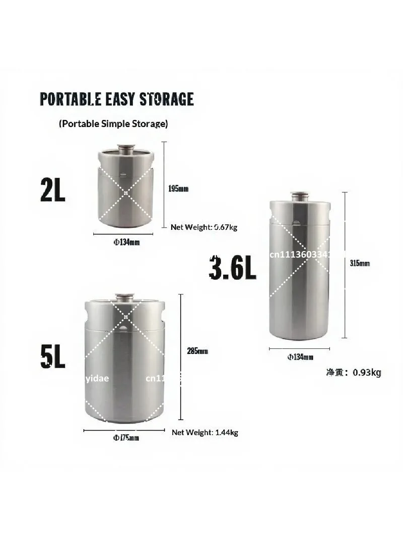304 Stainless Steel Pressurized Draft Beer Keg, Multi-purpose Cold Brew Nitro Coffee Storage Keg