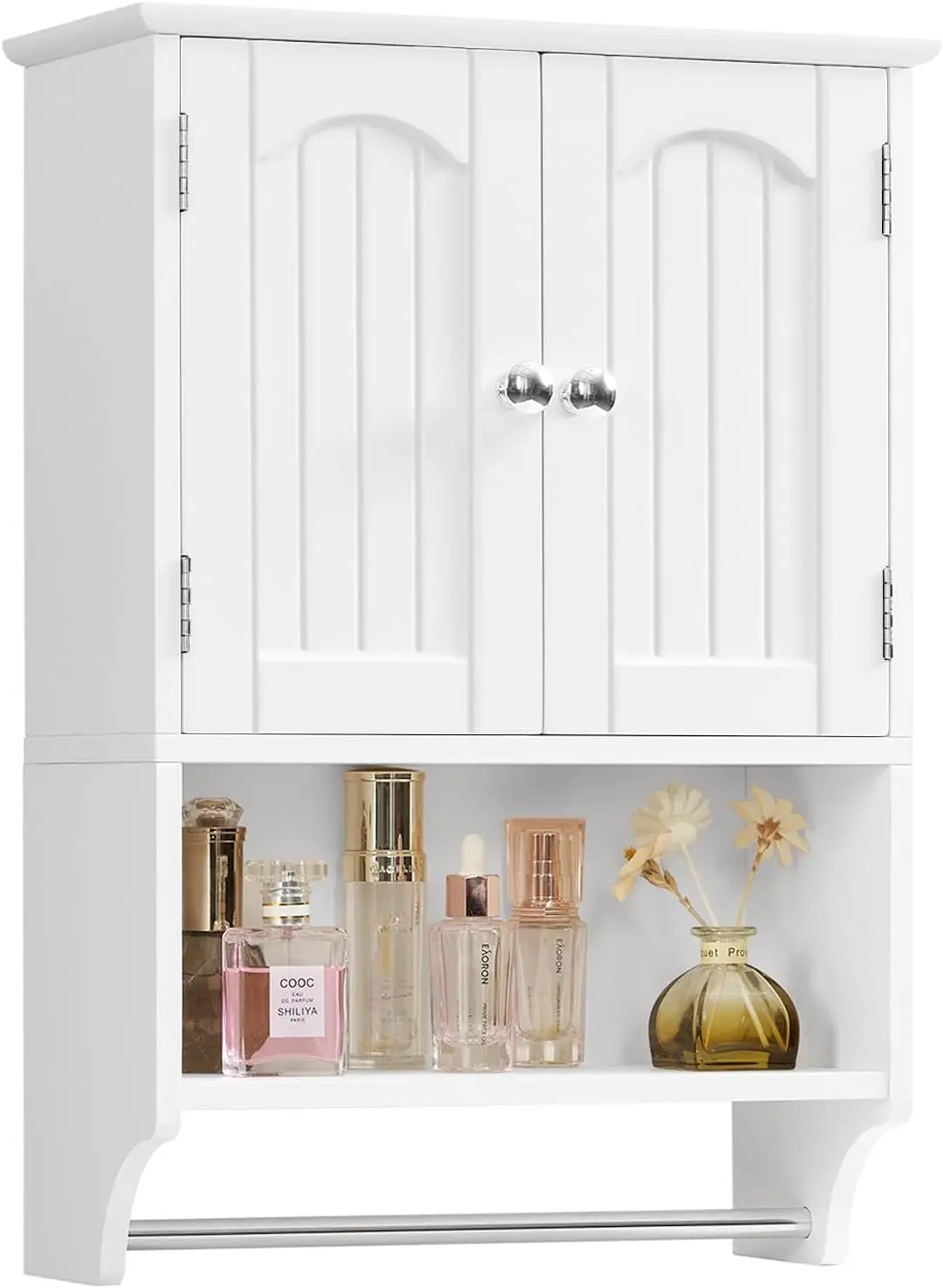 

Wall Mounted Medicine Cabinet with Adjustable Shelves & Towel Rack, Over Toilet Storage for Bathroom, White