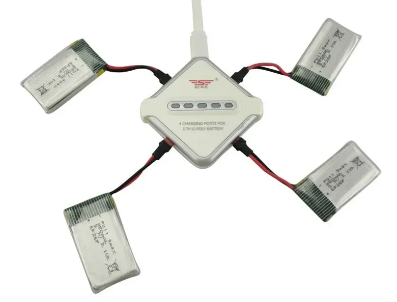 Batterie et chargeur USB 4 en 1 pour quadricoptère télécommandé SYMA, accessoires de pièces, 3.7V, 850mAh, X54HW, X54HC, 4 pièces