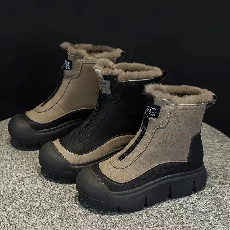 شتاء جديد المخملية الدافئة الجلود القطن الأحذية سميكة القاع عالية أعلى أحذية الثلوج خفيفة الوزن لينة أسفل أحذية قصيرة