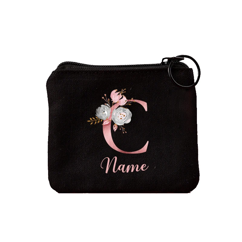 Customize Name Coin Purse Women Short Wallet Fashion Pink Letter Mini Key Case Ladies Card Bag Female Zipper Mini Clutch Bag