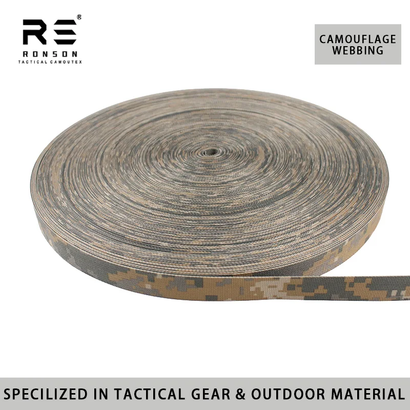 Universal Camouflage Printed Nylon Webbing Strap Flame Retardant Near Infrared Compliant Durable Use for Tactical Gears