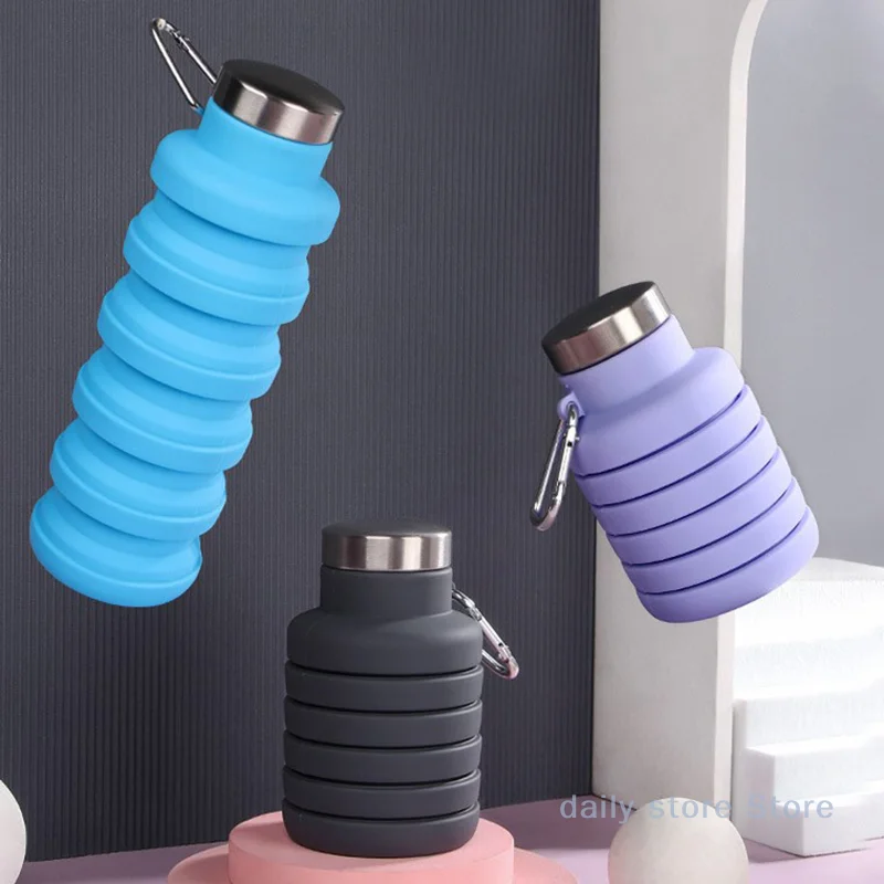

New Portable Silicone Water Bottle Retractable Folding Coffee Bottle Cups Outdoor Travel Tools Collapsible Sport Bottles