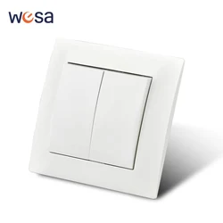Wood Classic Flame Retardant Plastic Panel 2 Gang 1 Way Wall Switch On / Off Rocker Switch 16A AC 250V 86mm*86mm