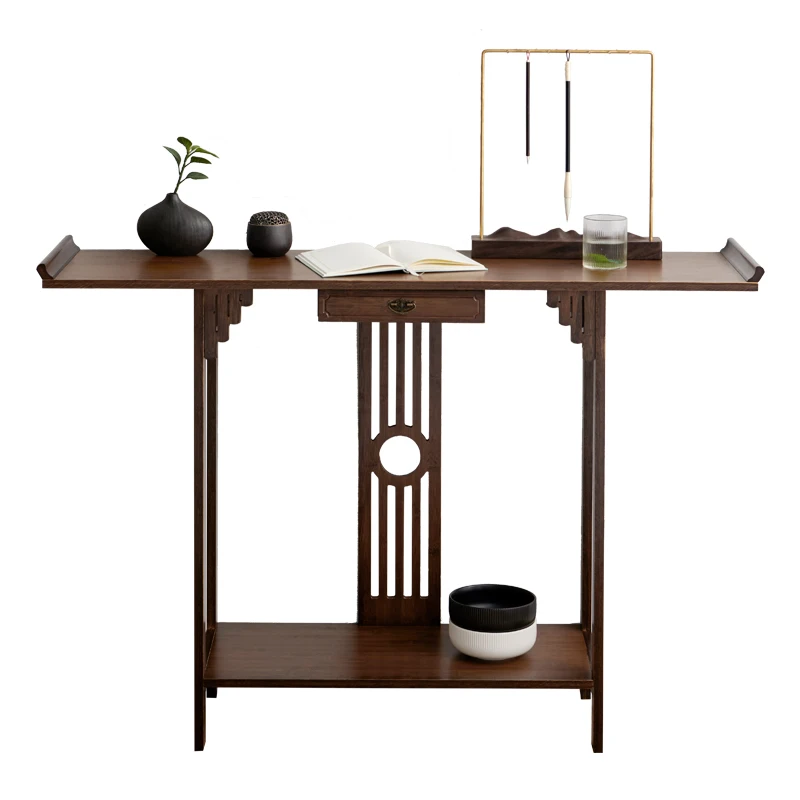 ZL Solid Wood Narrow Length a Long Narrow Table Simple Wall Entrance Desk Worship Table Side View