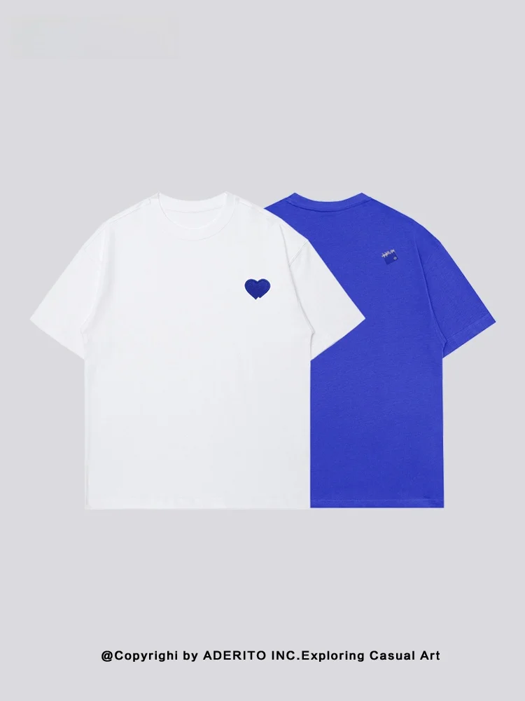 

Мужская футболка Street Sle из трикотажного хлопка с вышитым сердцем, круглым вырезом, дышащая, летняя, модная, повседневная, свободного кроя