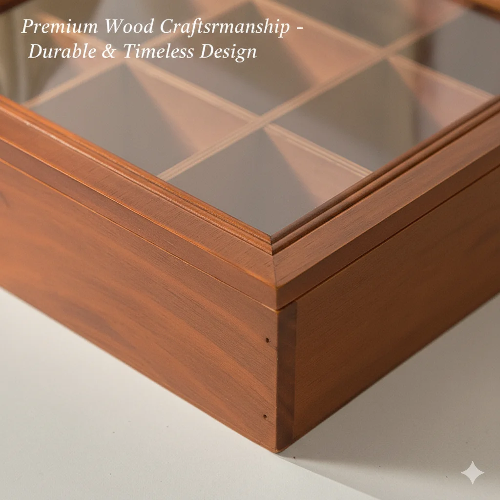 Grid Desktop Jewelry Storage Box Multi-Compartment with Lid Jewelry Organizer Gift Wooden Gift Box