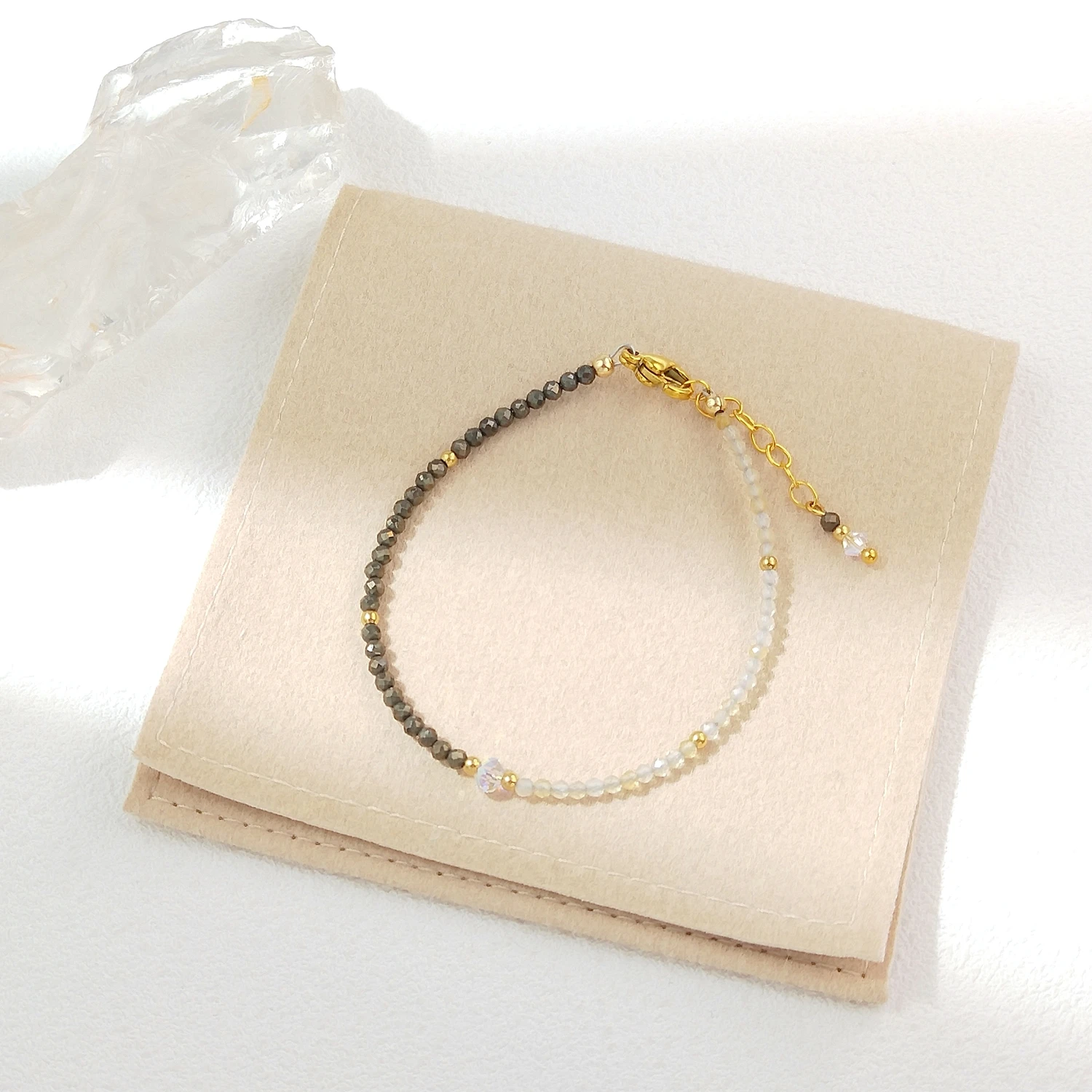 

Lii Ji Natural Citrine Pyrite 2mm Stainless Steel American 14K Gold Filled Handmade Bracelet 14.5+2cm Fashion Jewelry