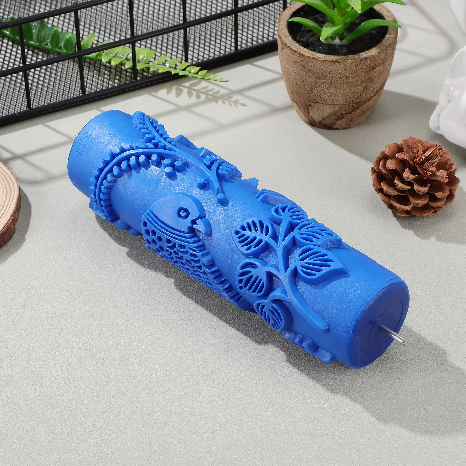 Rolo de pintura estampado diy para decoração de parede, rolo de textura de borracha, acabamento profissional, fácil de usar e limpar