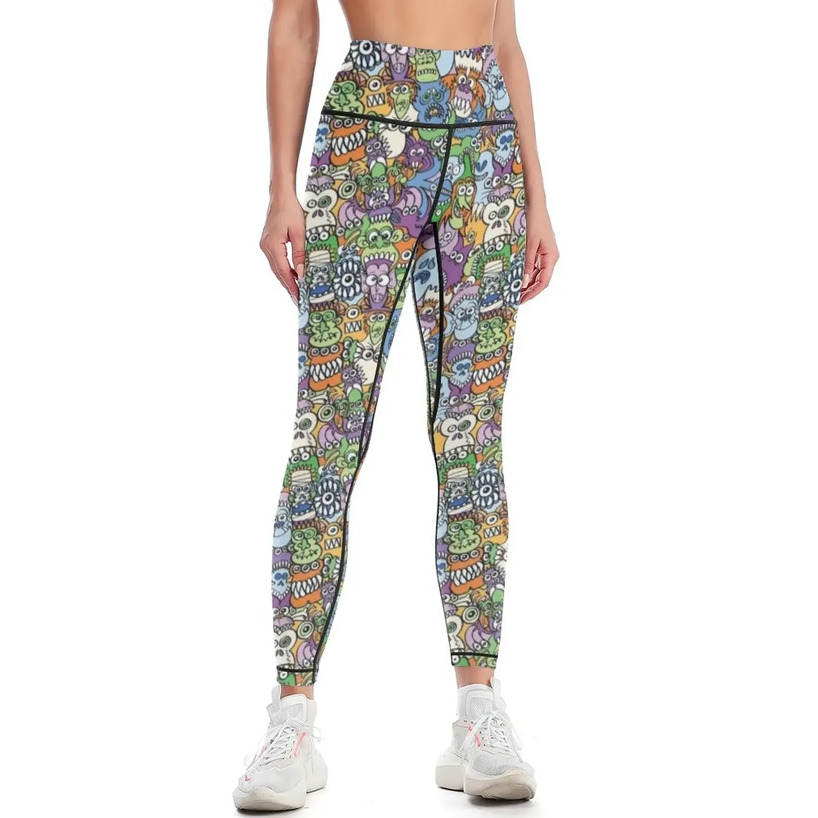 

Halloween stars get crazy and voracious in a spooky pattern design Leggings trousers gym pants Womens Leggings