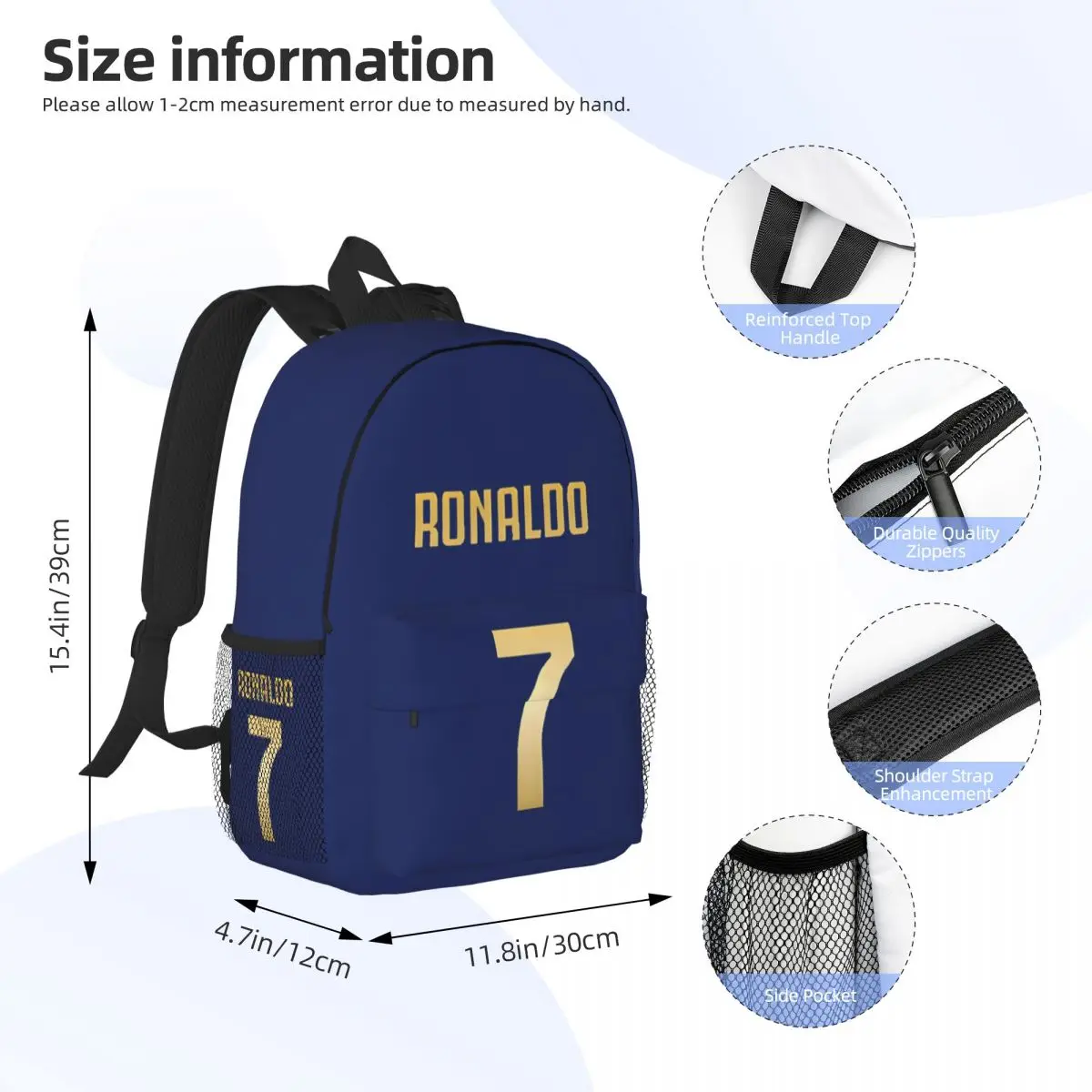 Mochilas personalizadas CR7 Cristiano Ronaldo, mochila para adolescentes, mochilas escolares informales para estudiantes, mochila de viaje, bolso de hombro de gran capacidad