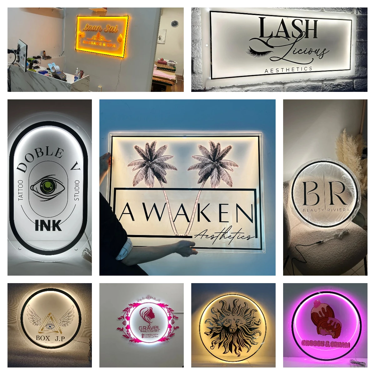 Custom LED Acrylic Signs Business Logo Beauty Nails Salon Hair Studio Sign 3D Backlit LED Neon Light Acrylic Sign Drop Shipping