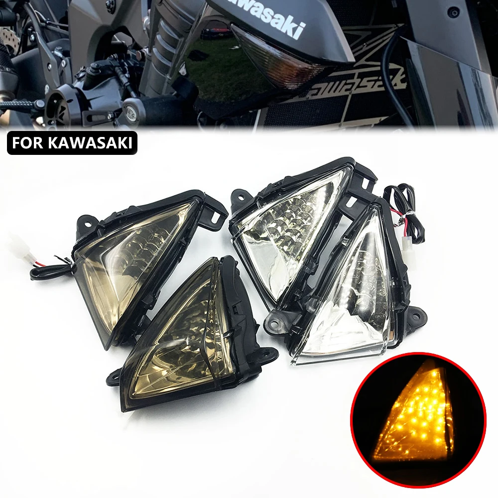 Front LED Turn Signal Indicator For KAWASAKI ZX6R ZX10R Z750 Z1000 NINJA 650R ER6N ER6F Motorcycle Accessories Light Blinker